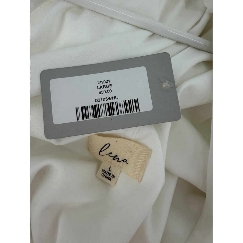 NEW Lena White Sleeveless Halter Neck Mini Dress Polka Dot Cinch Hem Large - Picture 10 of 11